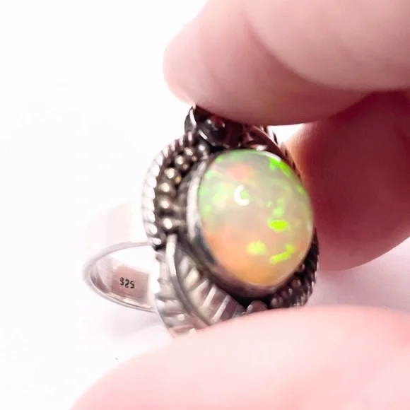 Size 6 Ethiopian Opal 925 Sterling Silver Ring